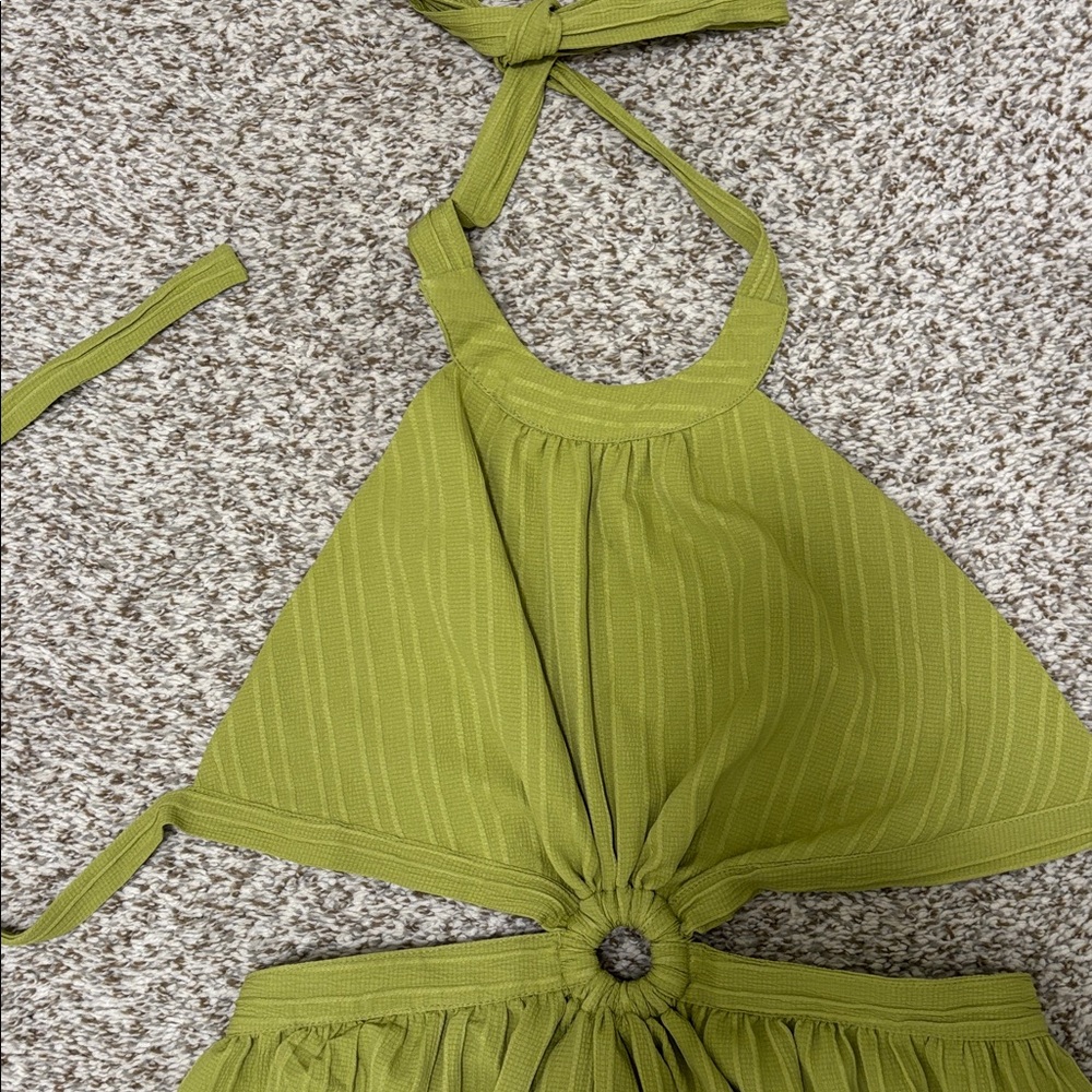 Lulus Island Vacay Light Green Tie-Back Maxi Dress M NWT - Picture 6 of 8